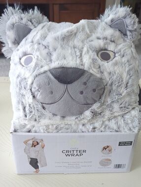 Cozy Critter Wrap Plush Blanket Hoodie - Gray